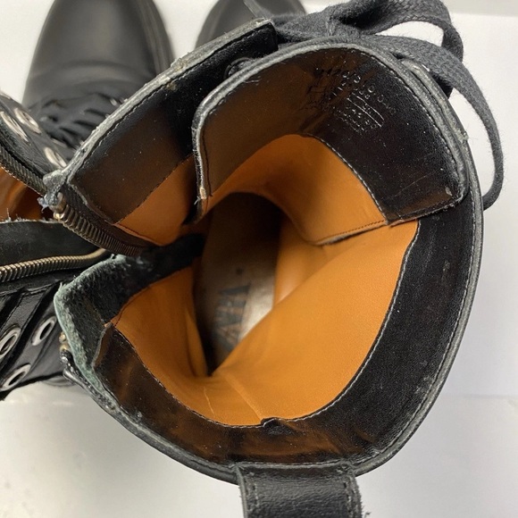 ZARA Black Leather Combat Boots Double Buckle Grommet Lace Up Lug Sole Size 7.5 - Picture 14 of 16